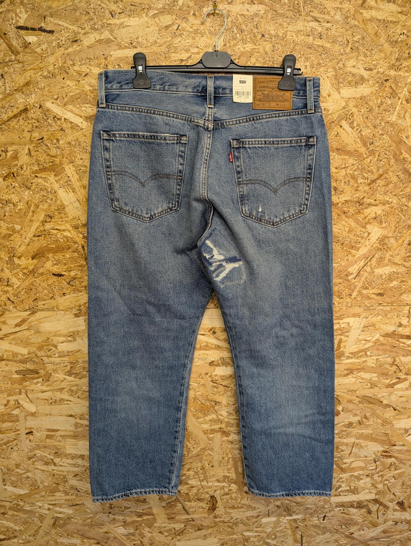 Levis Jeans W34 Premium 551z 1961 Big E Straight Relaxed Fit Distressed Blue