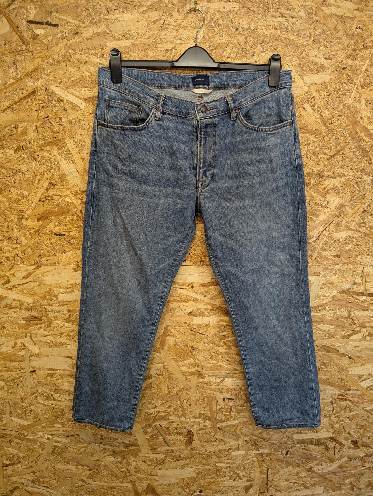 Gant Jeans W36 L27 Men Hayes Slim Fit Denim Mid Blue Straight Leg Button Fly