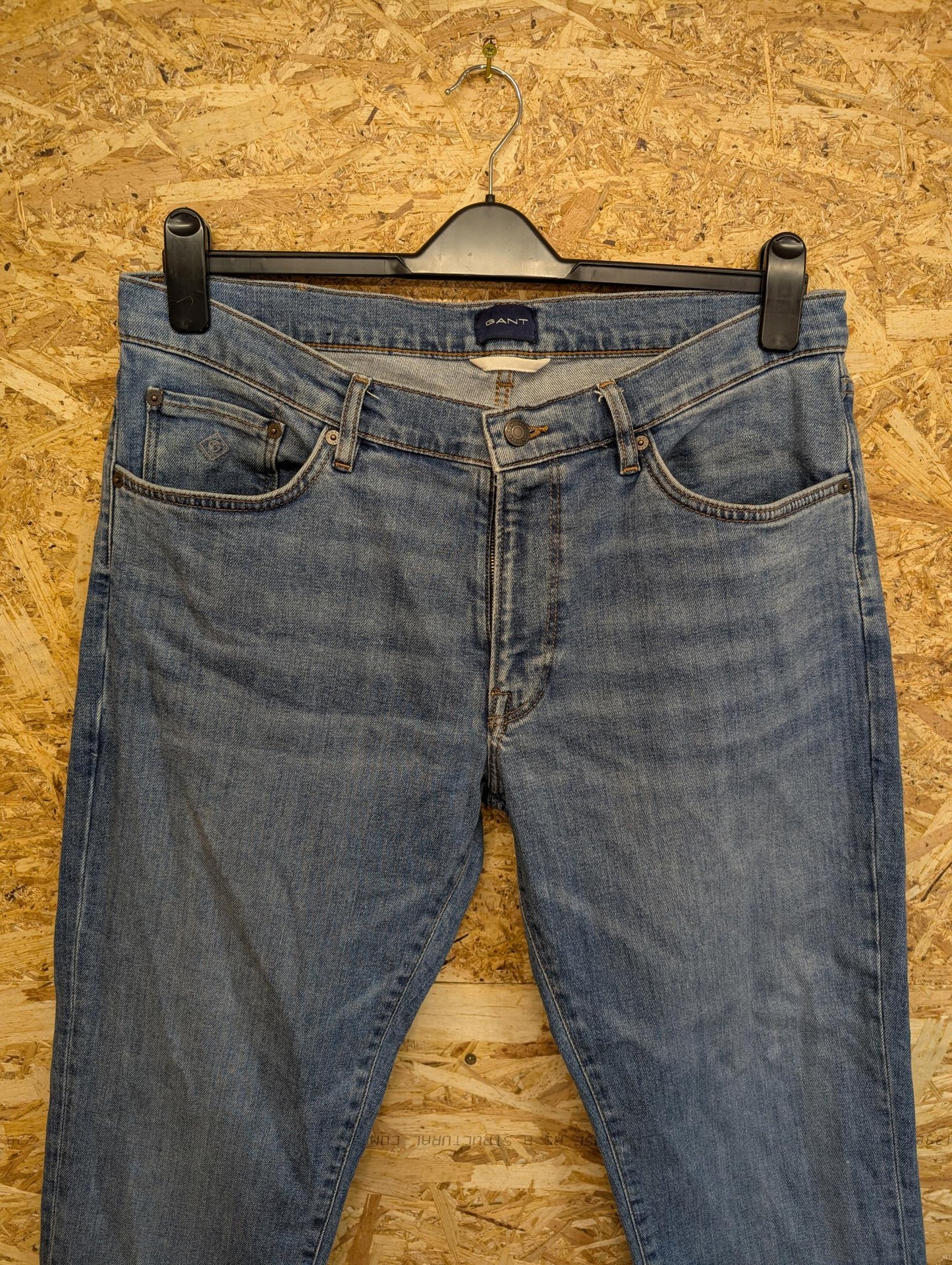 Gant Jeans W36 L27 Men Hayes Slim Fit Denim Mid Blue Straight Leg Button Fly