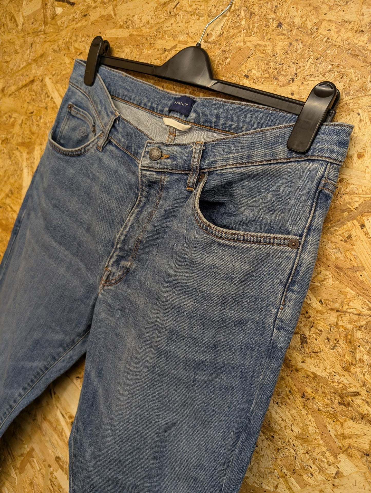 Gant Jeans W36 L27 Men Hayes Slim Fit Denim Mid Blue Straight Leg Button Fly