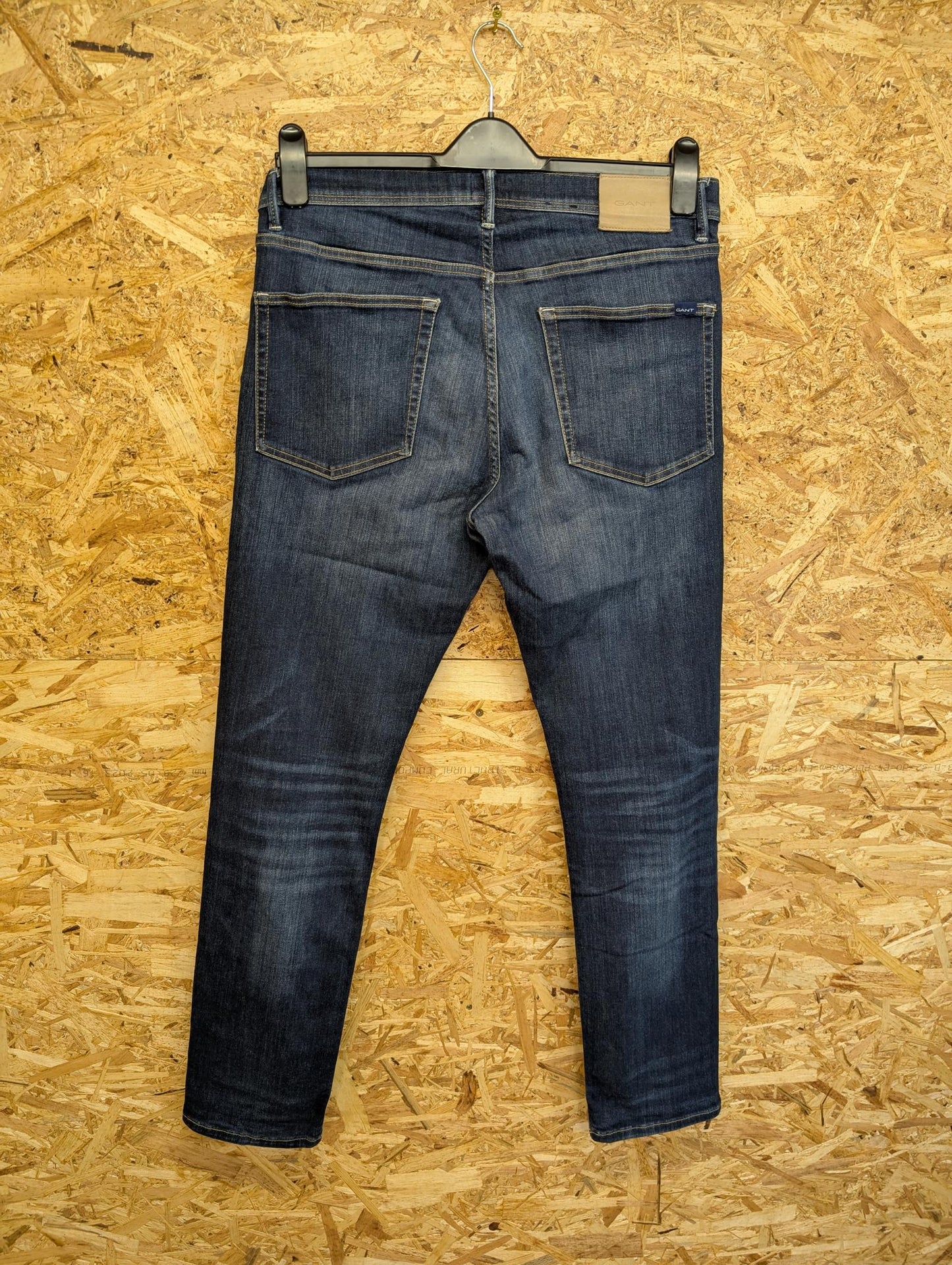 Gant Jeans W35 L32 Men Maxen Extra Slim Fit Denim Mid Blue Straight Leg Zip Fly