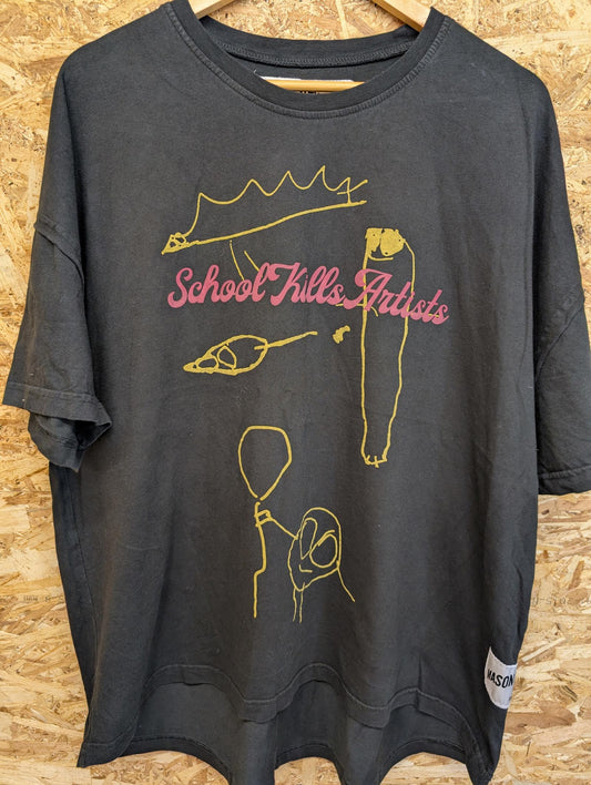 Mason Newman Studios Print T-shirt School Kills Artists Designer Black Large