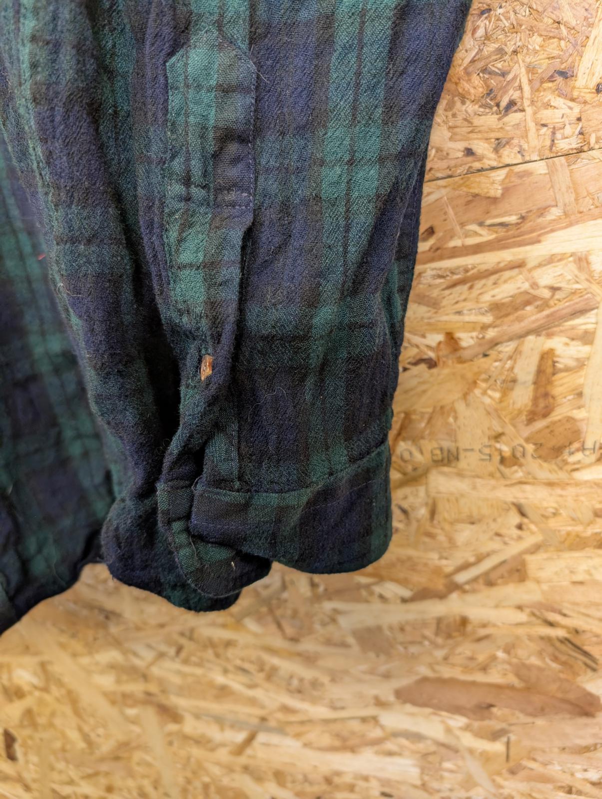 Sir Pendleton Shirt Small Navy Blue Green Check Plaid Wool Black Watch Tartan