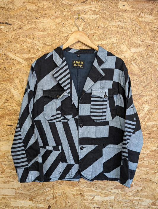 Child Of Jago Denim Jacket Small 38 Black White Grey Abstract Pattern