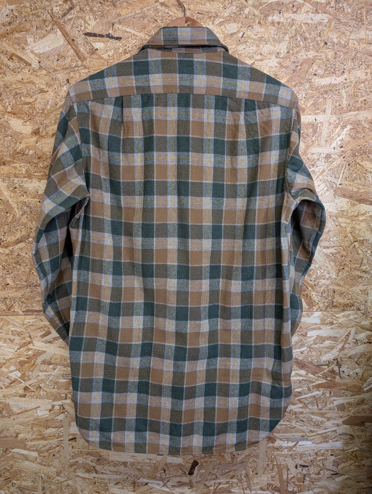 Pendleton Lodge Shirt Medium 15.5" Mens Brown Green Check Plaid Wool USA