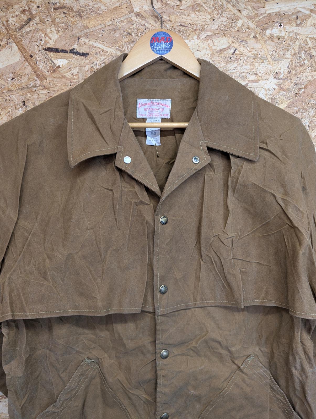 Filson Long Packer Coat Mens Large Style 68 Tin Cloth Oil Finish Made USA Canvas