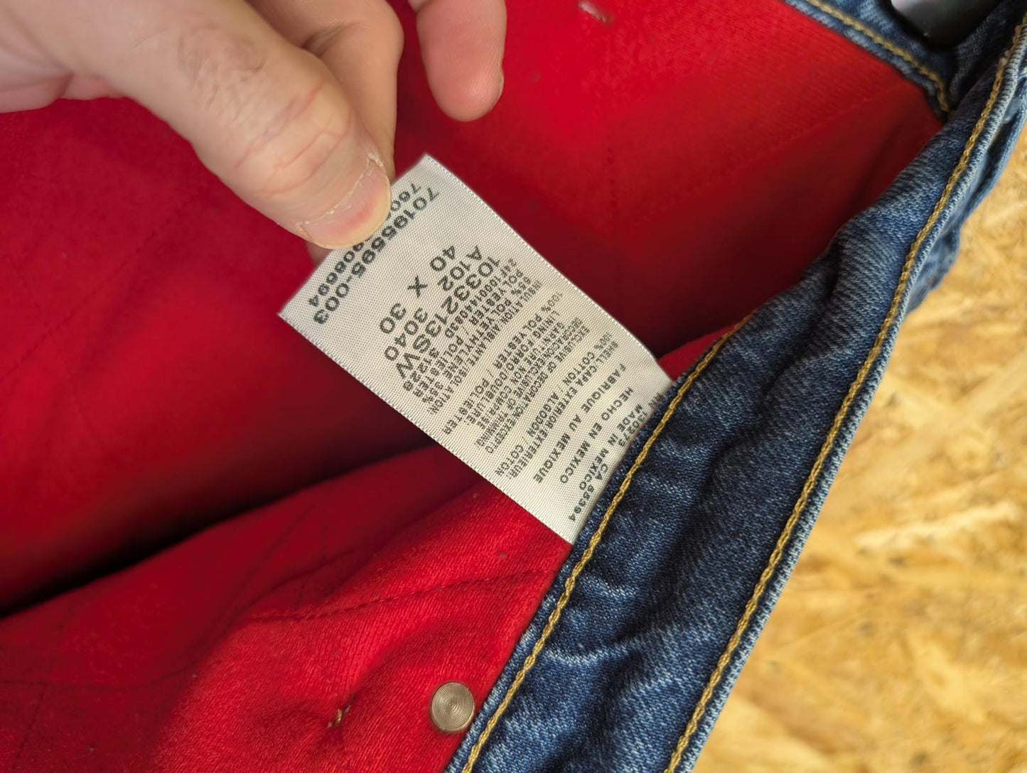 Wrangler Jeans W40 L30 Workwear Thermal Fleece Lined Blue Denim 90s Vintage