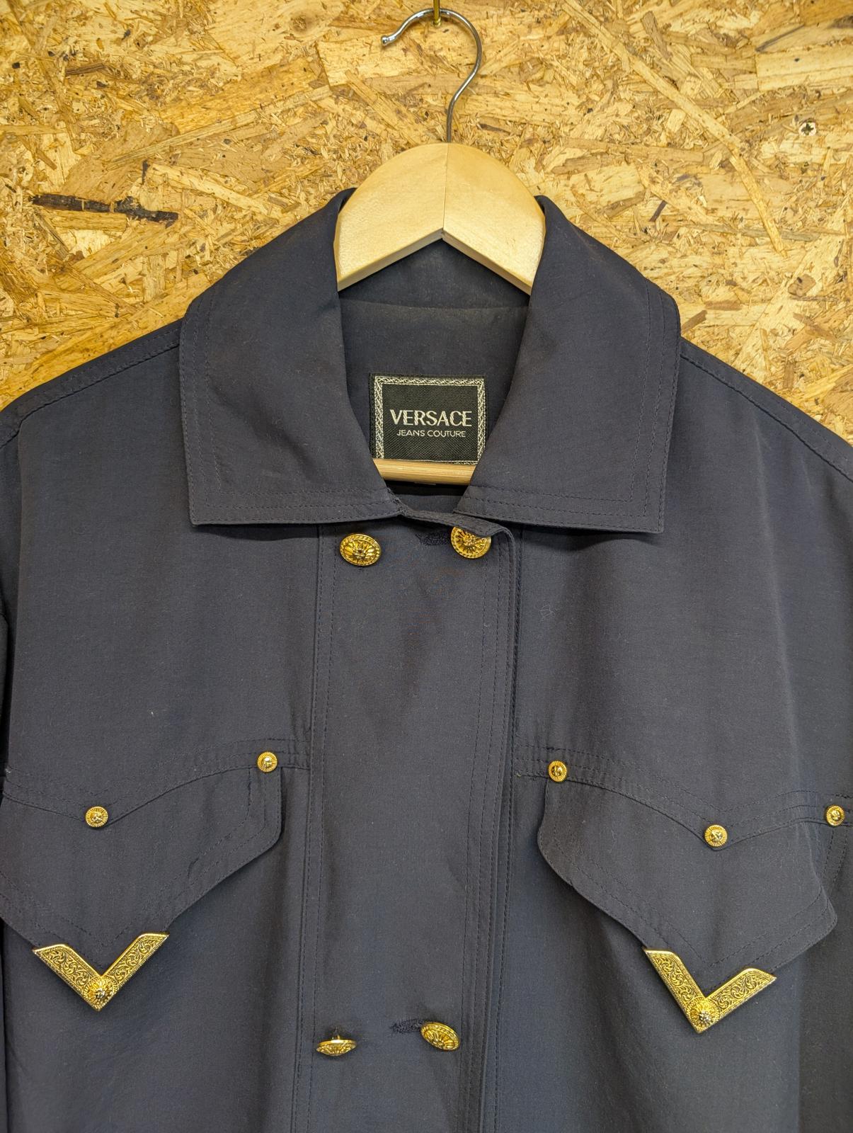 Vintage Versace Couture Jacket Medium 40 Men Navy Blue Made Italy 90s Gold Large