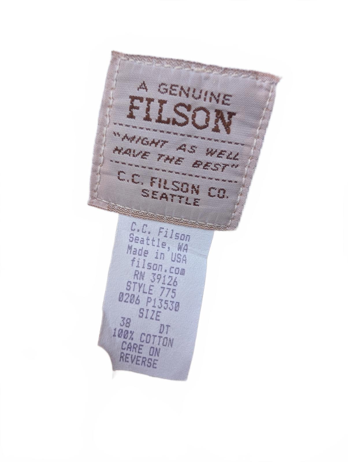 Filson 775 Brush Pants W38 Double Knee Tin Cloth Oil Trousers USA Made Bib Brace