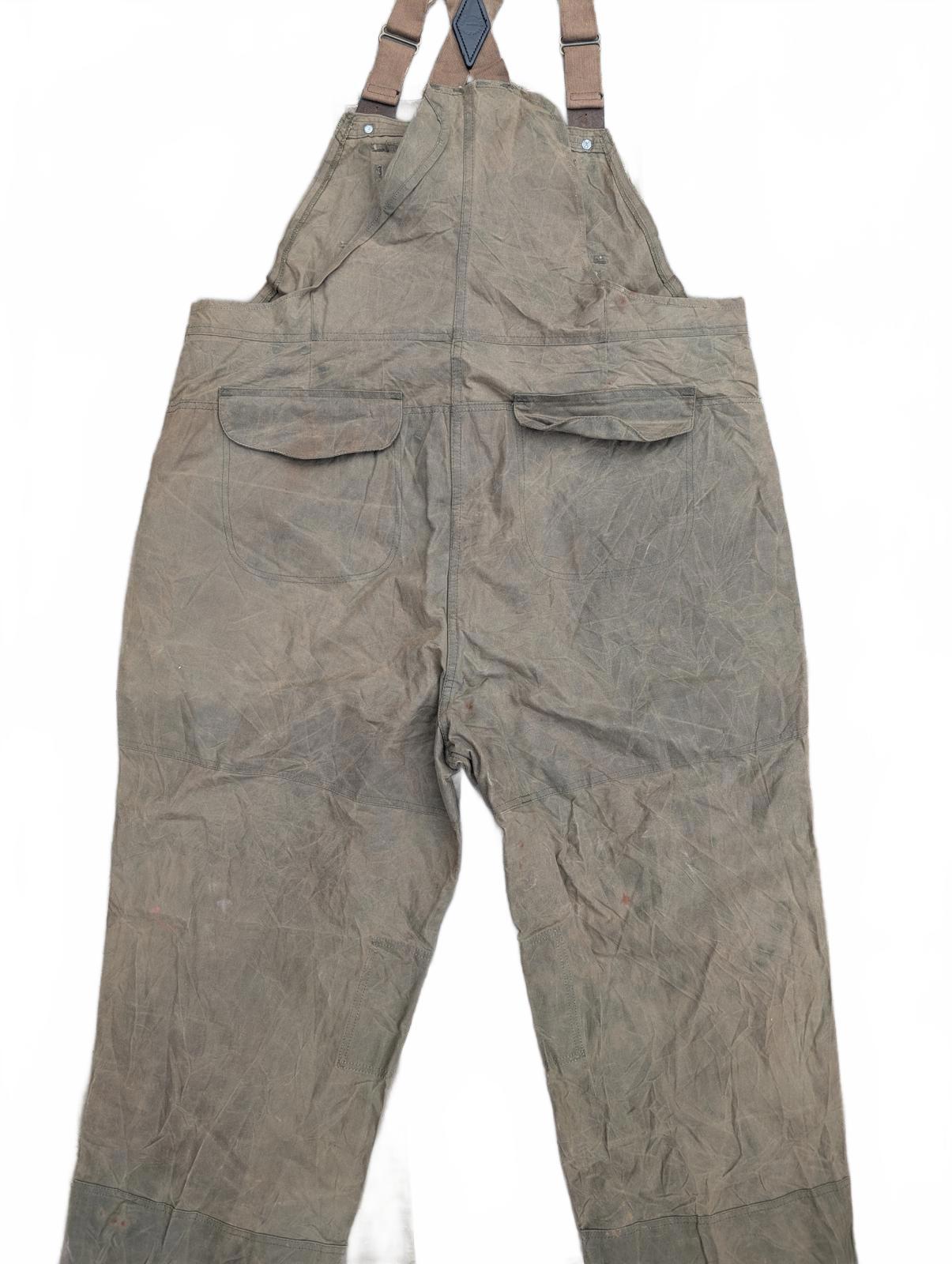 Filson Dungarees W44 Double Tin Cloth Oil Trousers USA Made Khaki Green Overalls