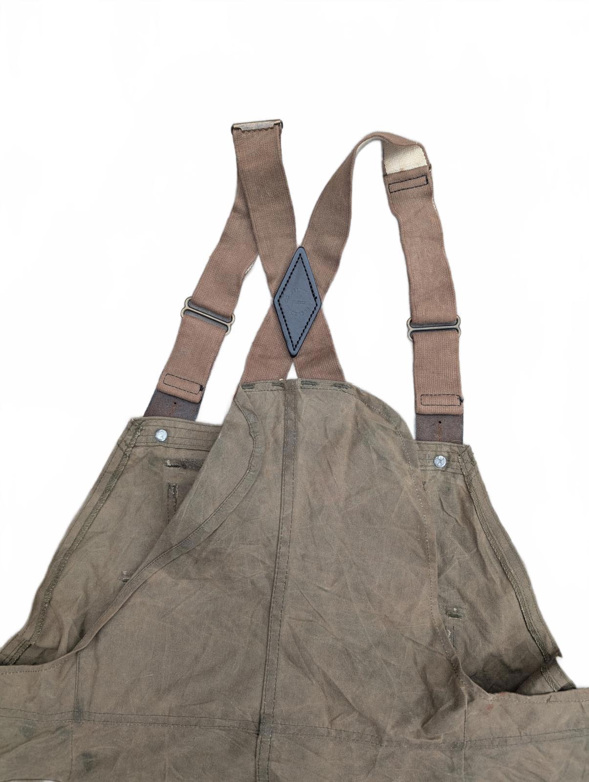 Filson Dungarees W44 Double Tin Cloth Oil Trousers USA Made Khaki Green Overalls
