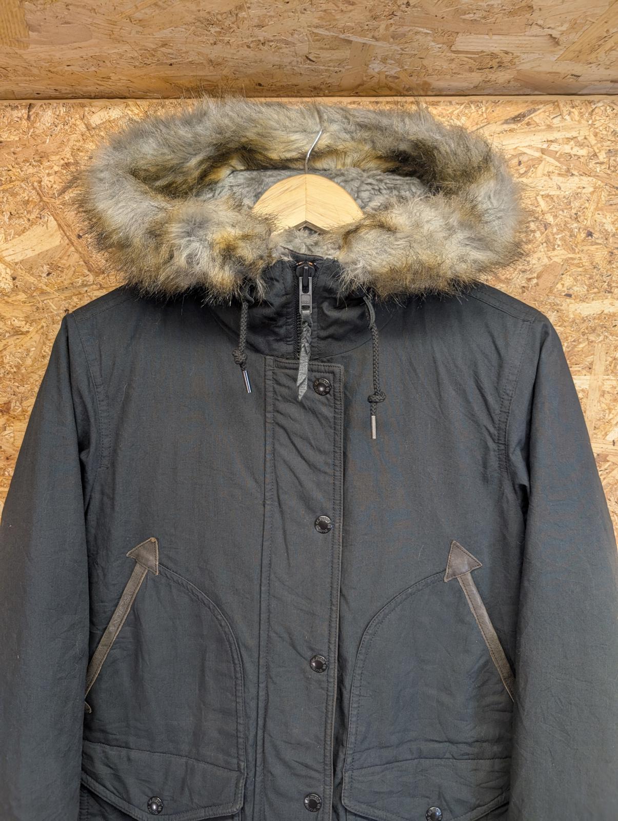 Filson Alaska Down Parka XS Women Hooded Goose Feather Black Coat Winter