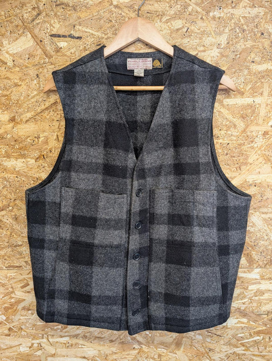 Filson Grey Black Check Mackinaw Vest Men XL 44 Men Thick Wool Gilet Body Warmer