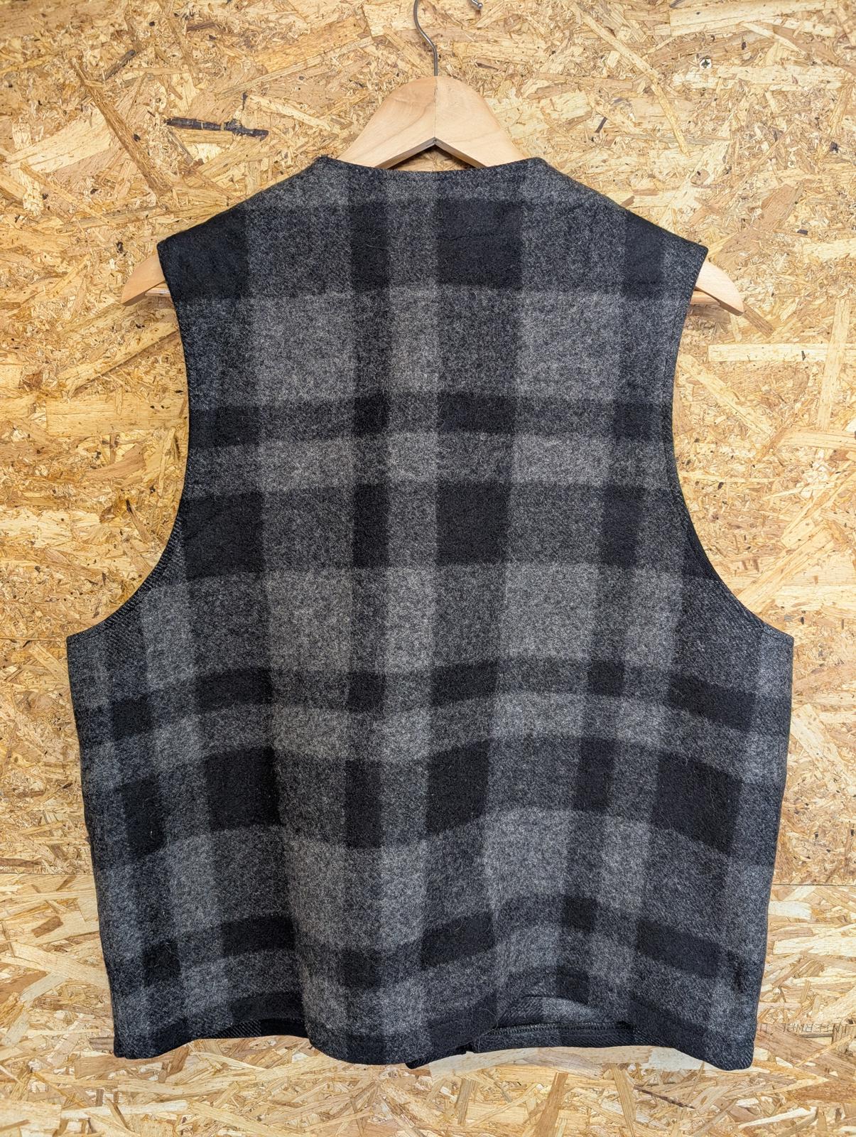 Filson Grey Black Check Mackinaw Vest Men XL 44 Men Thick Wool Gilet Body Warmer
