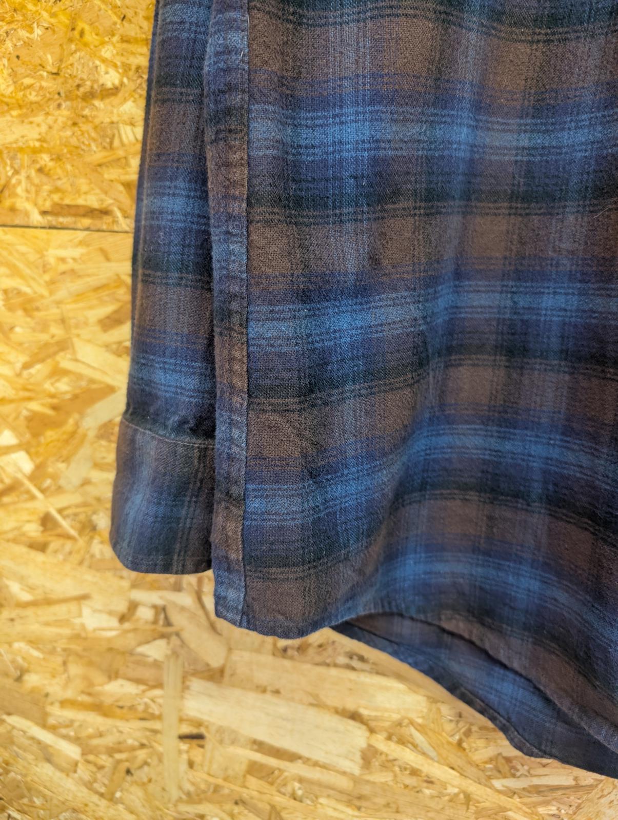 Pendleton Mason Shirt Medium Men Made Blue Brown Plaid Check Cotton LS Pocket