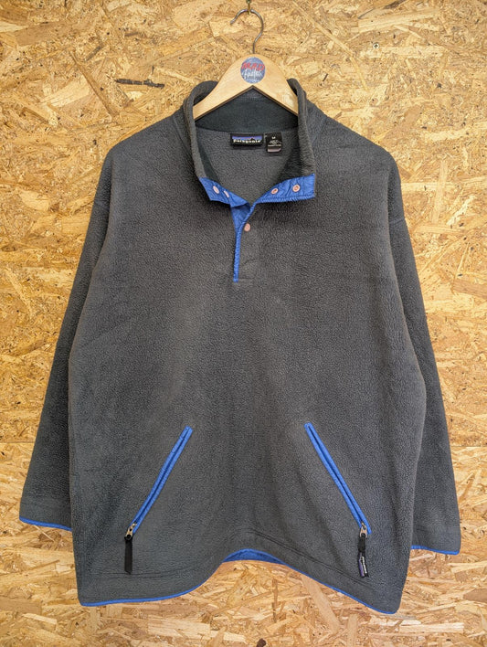 Vintage 1994 USA Patagonia Fleece Medium Men Grey Blue Snap-T Zip Pockets