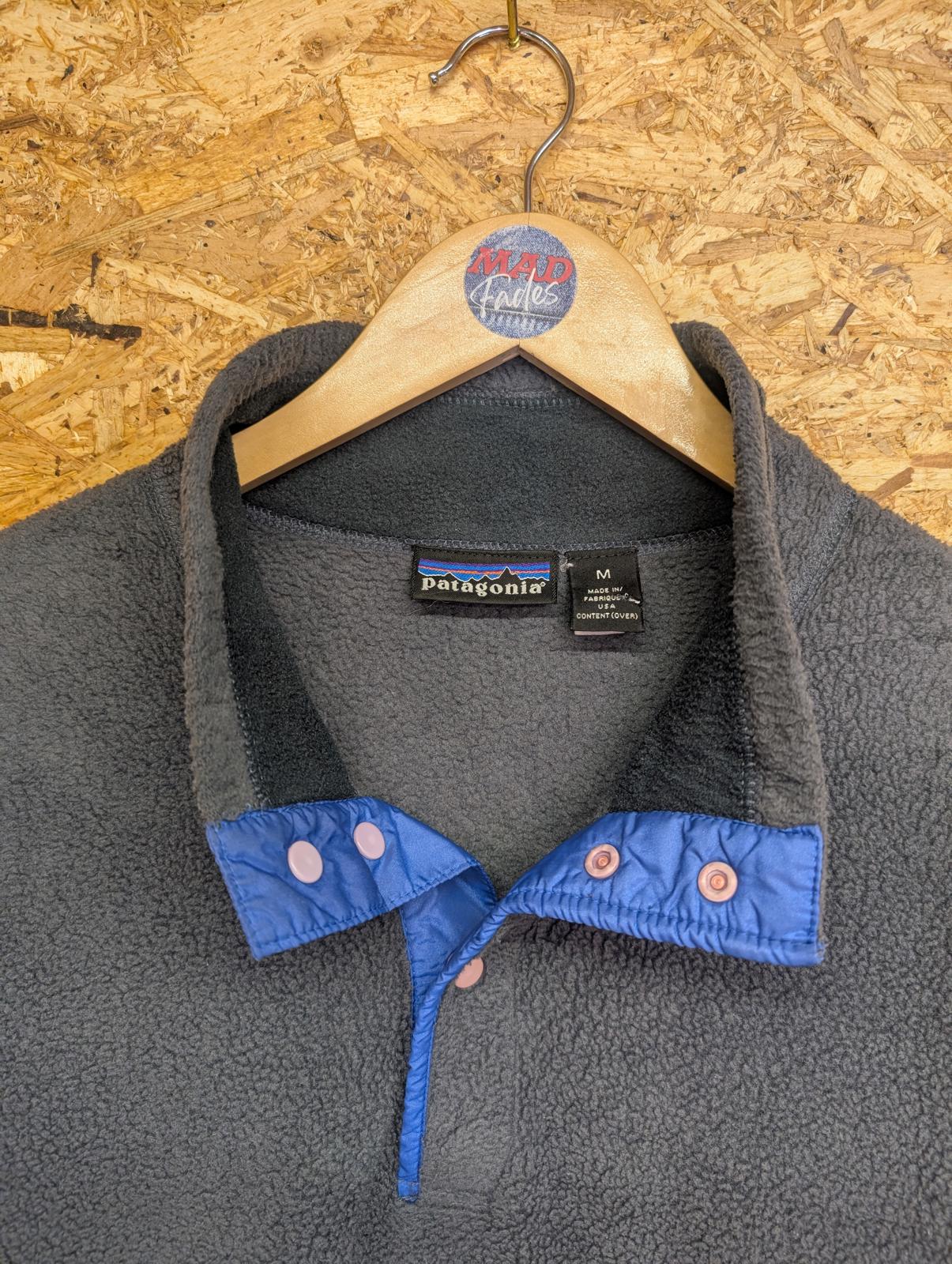 Vintage 1994 USA Patagonia Fleece Medium Men Grey Blue Snap-T Zip Pockets
