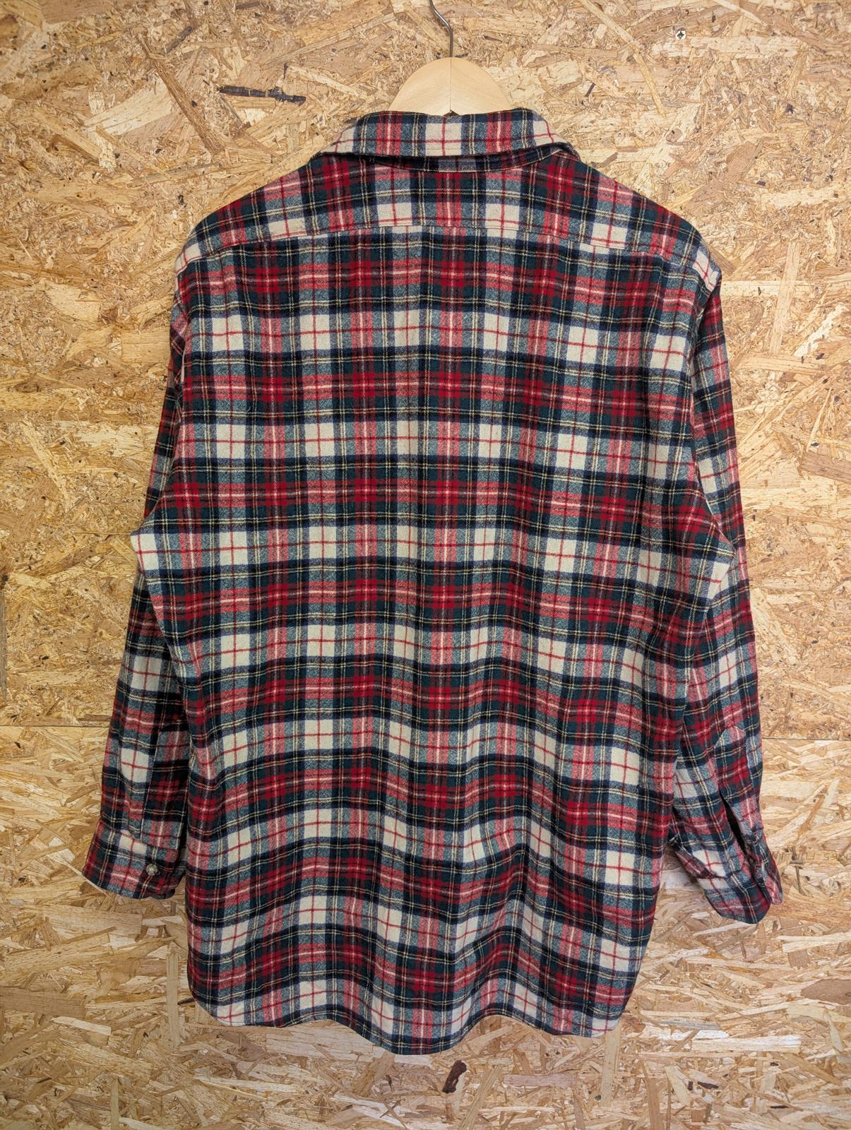 Pendleton Lodge Shirt Large Men Made USA Red  Green Plaid Check Wool LS Pocket