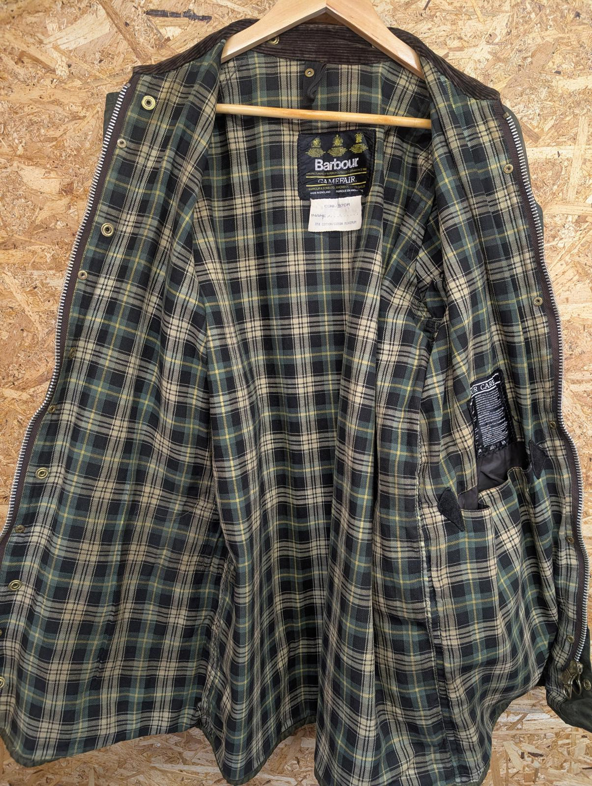Vintage Barbour Gamefair Jacket Medium Men C38 Sage Green Wax Cotton 80s A123