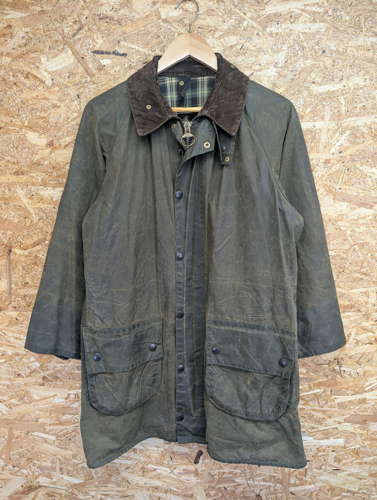 Vintage Barbour Gamefair Jacket Medium Men C38 Sage Green Wax Cotton 80s A123