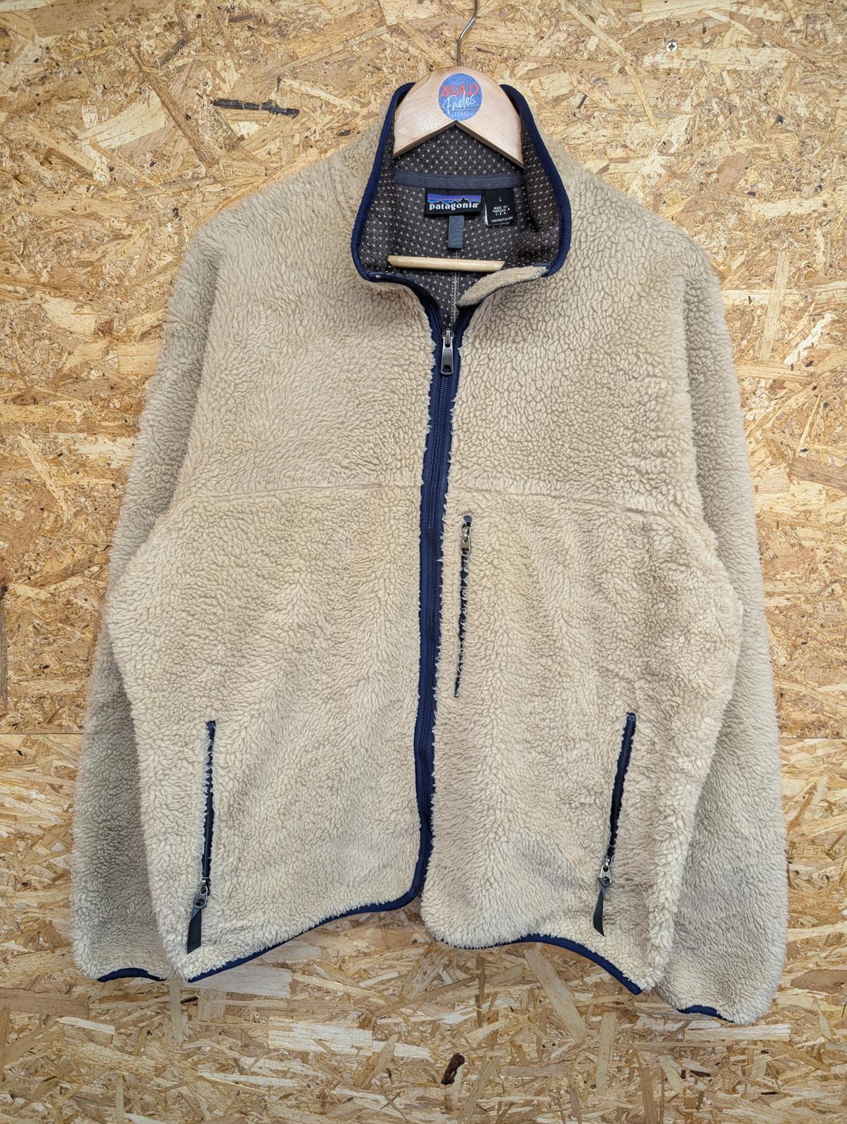 Patagonia Retro X Deep Pile Fleece Large Men 90s USA Oatmeal Sherpa Full Zip