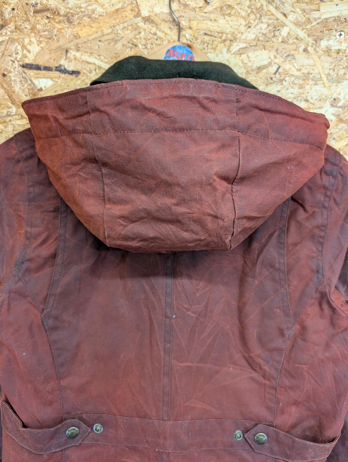 Filson Moorcroft Hooded Wax Jacket Size Small Women Lined Coat Burgundy Tin