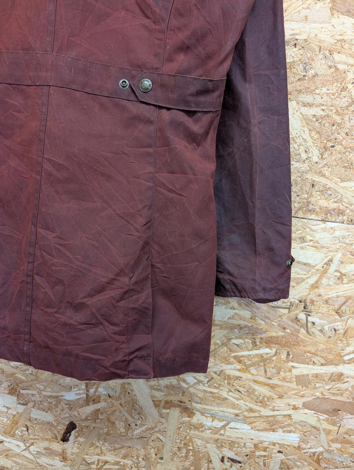 Filson Moorcroft Hooded Wax Jacket Size Small Women Lined Coat Burgundy Tin