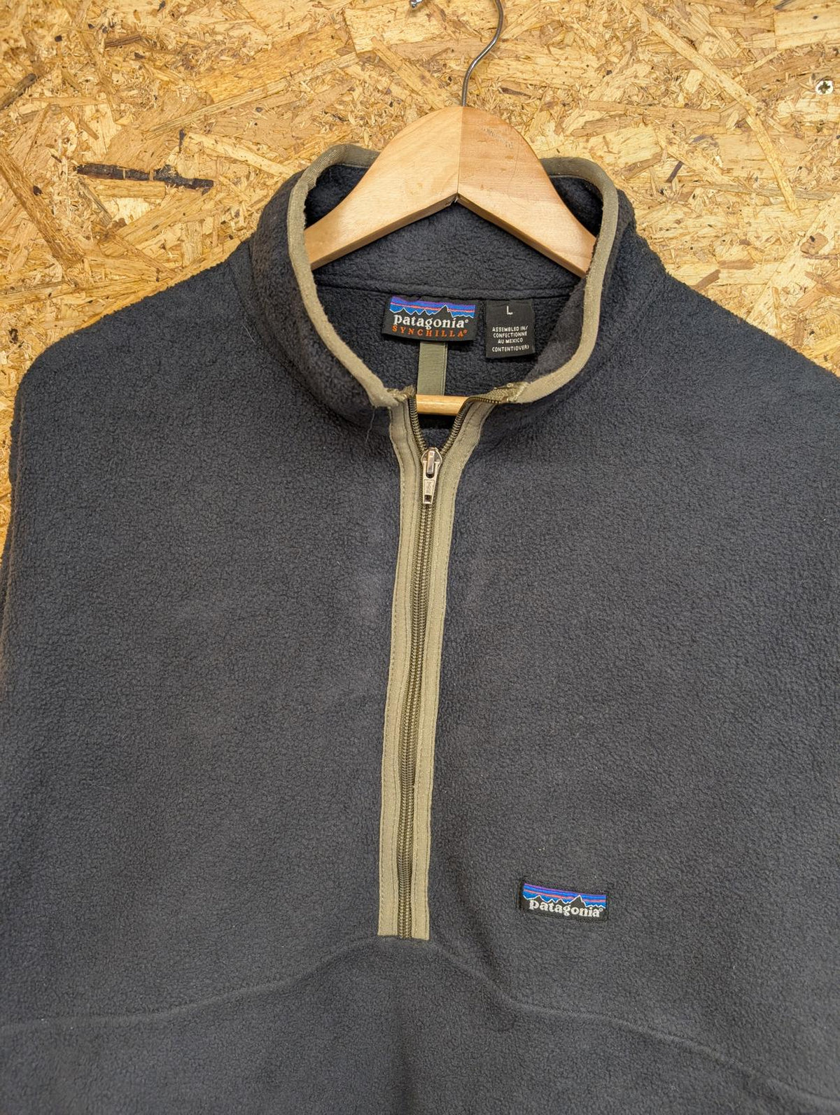 Vintage Y2K Patagonia Synchilla Fleece Large Men Grey Blue 1/2 Zip Marsupial