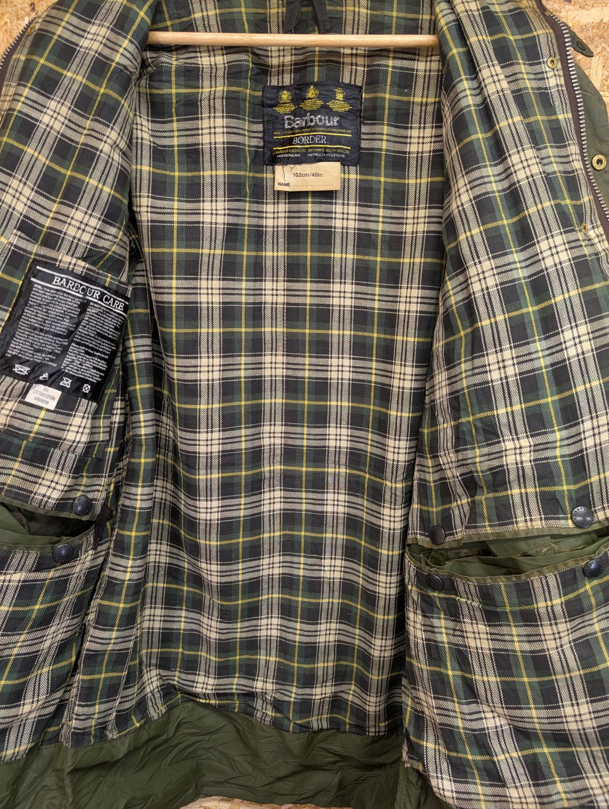 Vintage Barbour Border Wax Jacket Small Men C38 Cotton 80s Sage Green