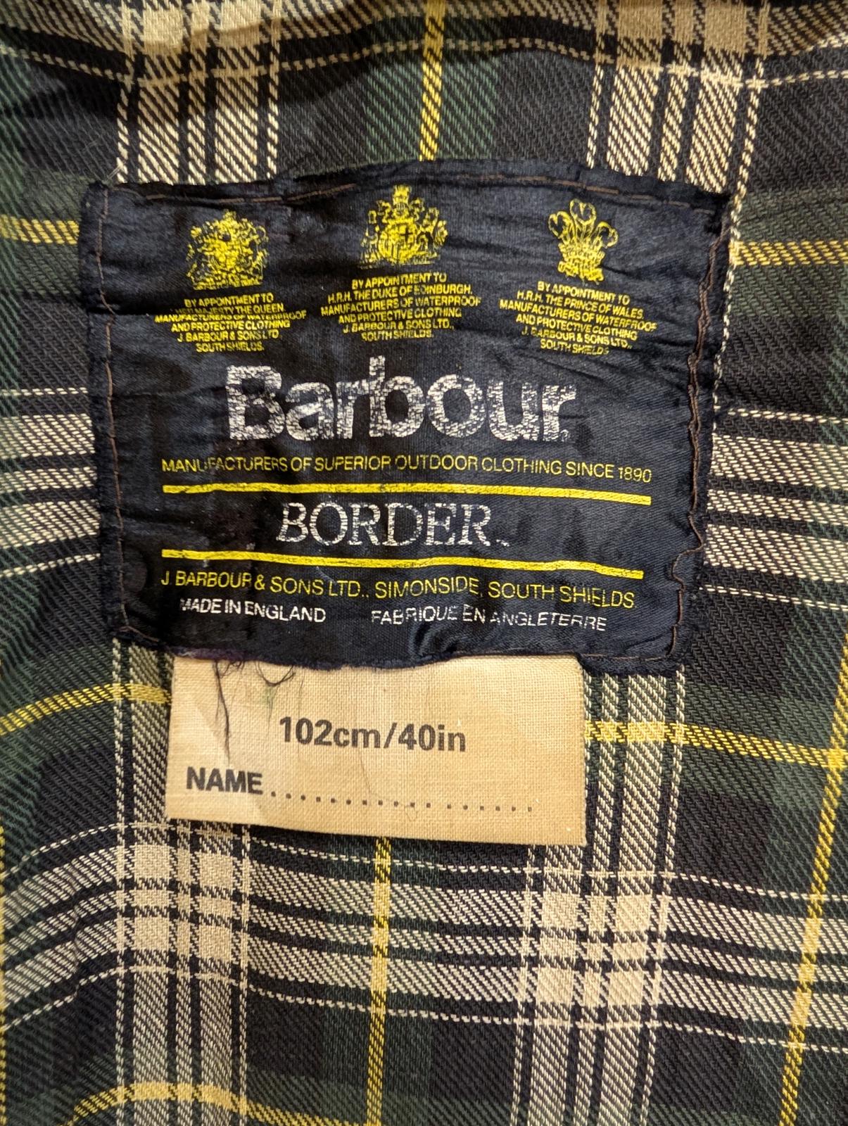 Vintage Barbour Border Wax Jacket Small Men C38 Cotton 80s Sage Green