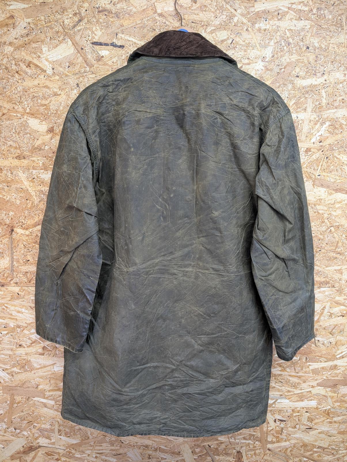 Vintage Barbour Border Wax Jacket Medium C40 102cm Men 80s Olive Green England