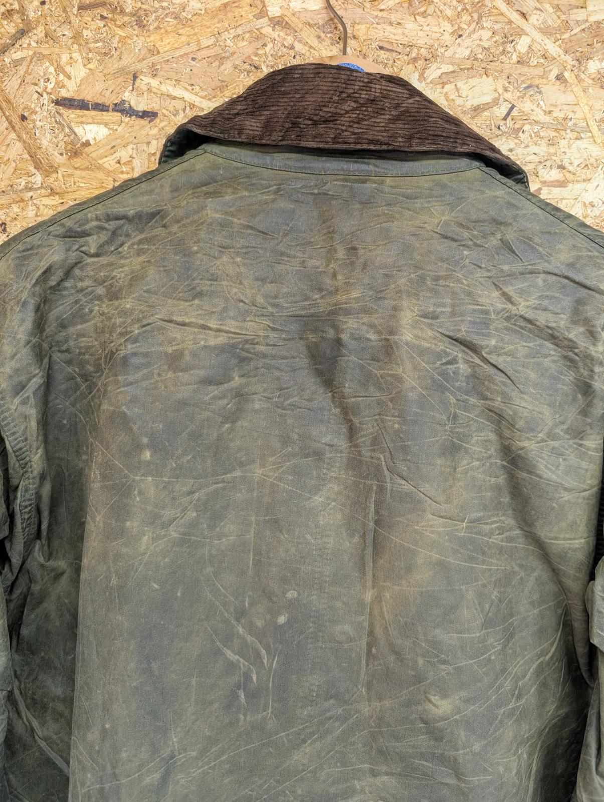 Vintage Barbour Border Wax Jacket Small Men C38 Cotton 80s Sage Green