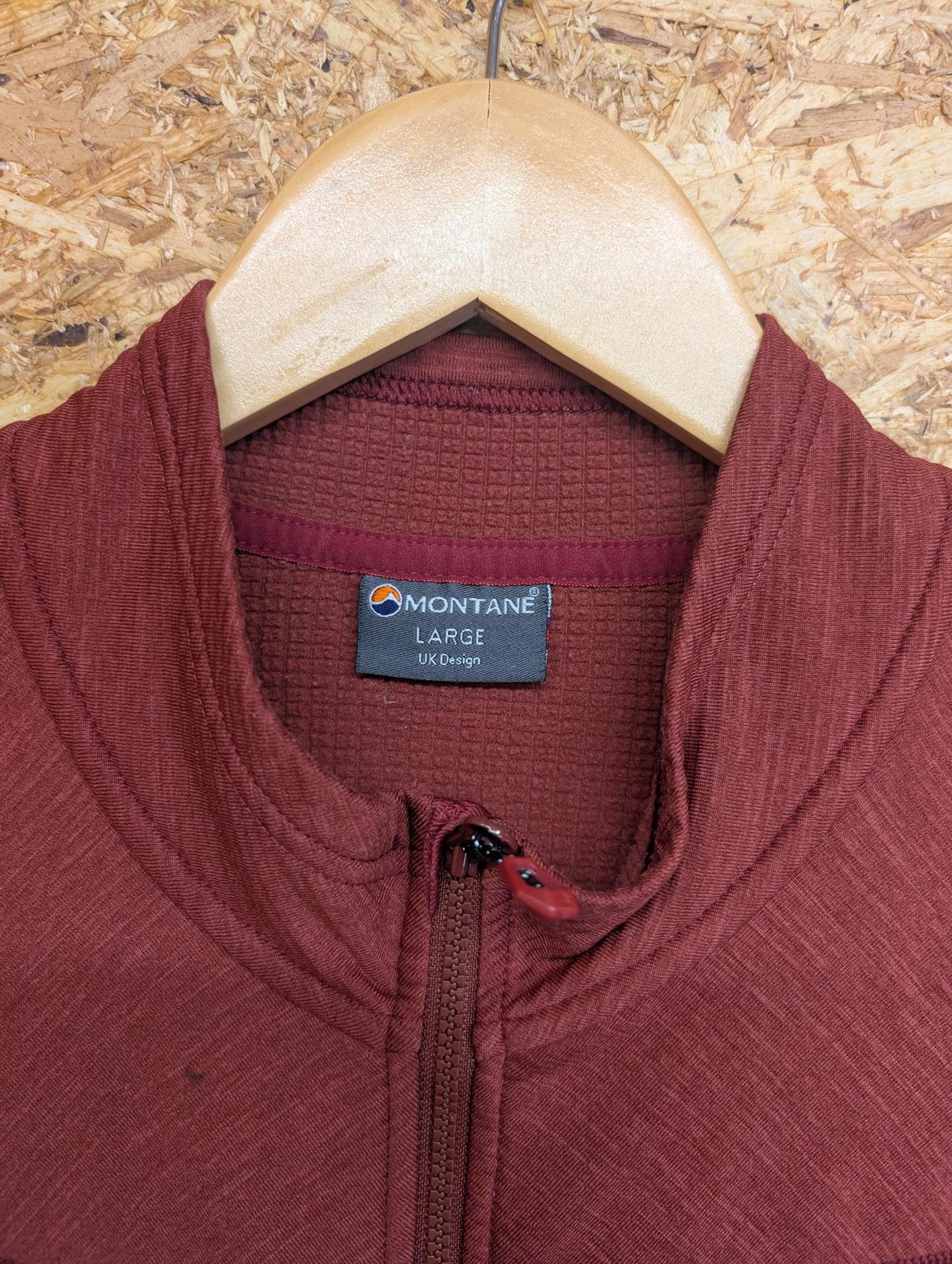Montane Fleece Microgrid Large Men 1/4 Zip Red Burnt Orange Gym Hiking Walking