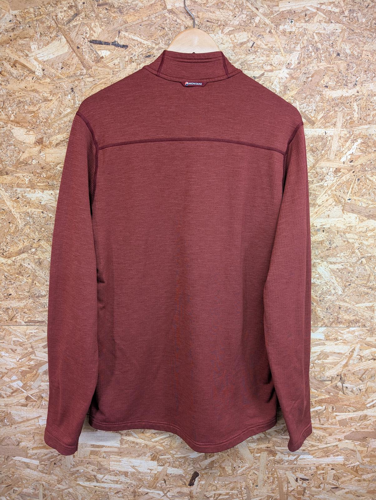 Montane Fleece Microgrid Large Men 1/4 Zip Red Burnt Orange Gym Hiking Walking