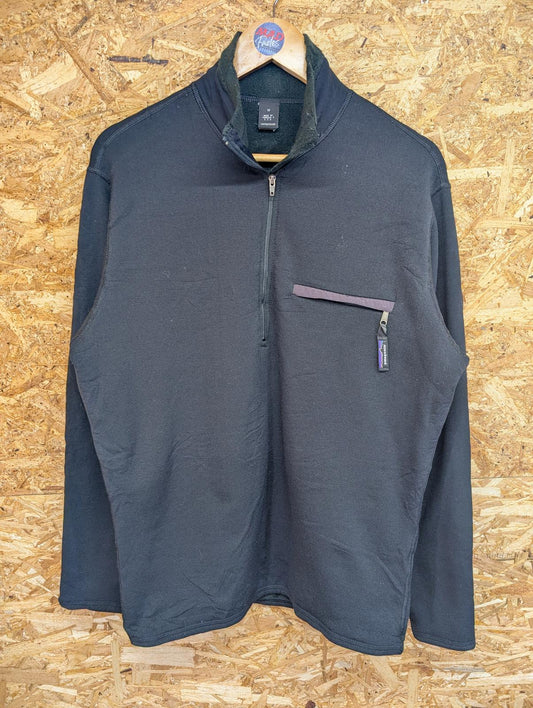 Vintage Patagonia Fleece Medium Men Black 1/4 Zip Neoprene Micro D USA Made 90s