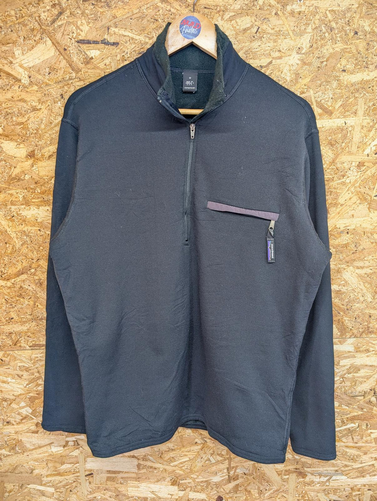 Vintage Patagonia Fleece Medium Men Black 1/4 Zip Neoprene Micro D USA Made 90s