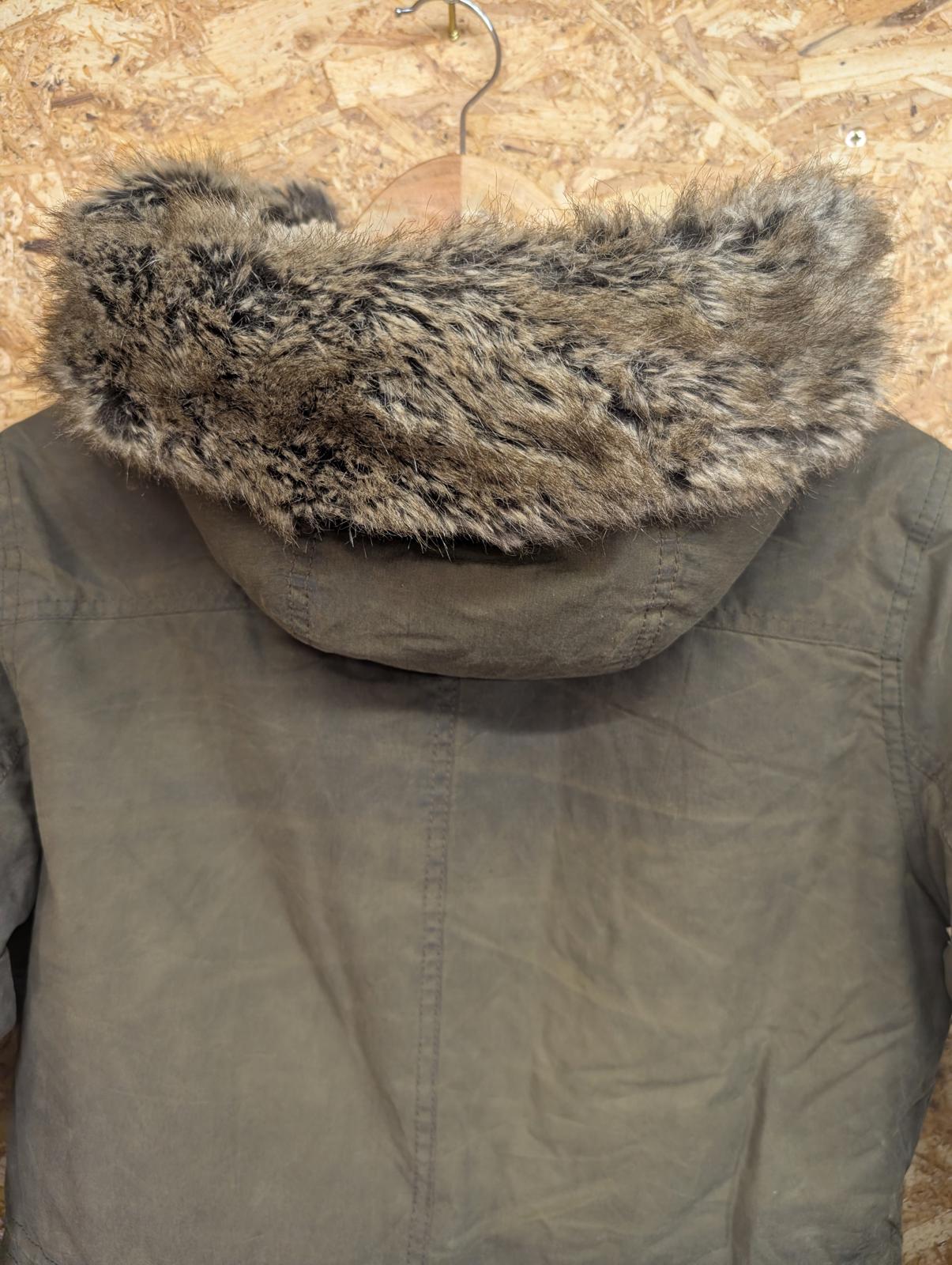 Barbour Kelsall Wax Parka Jacket Size 10 Women Tartan Coat Green Fleece Hood