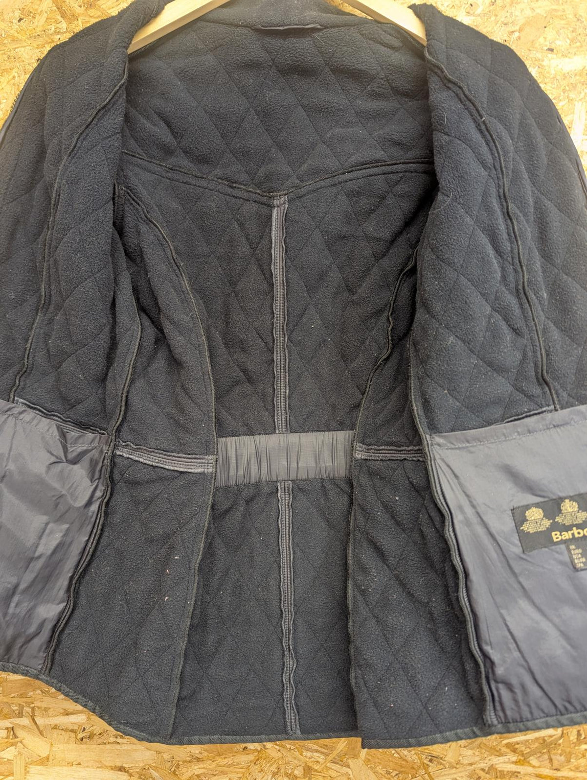 Barbour Cavalry Polarquilt Jacket UK 8 Women Quilted Navy Blue Warm Fleece