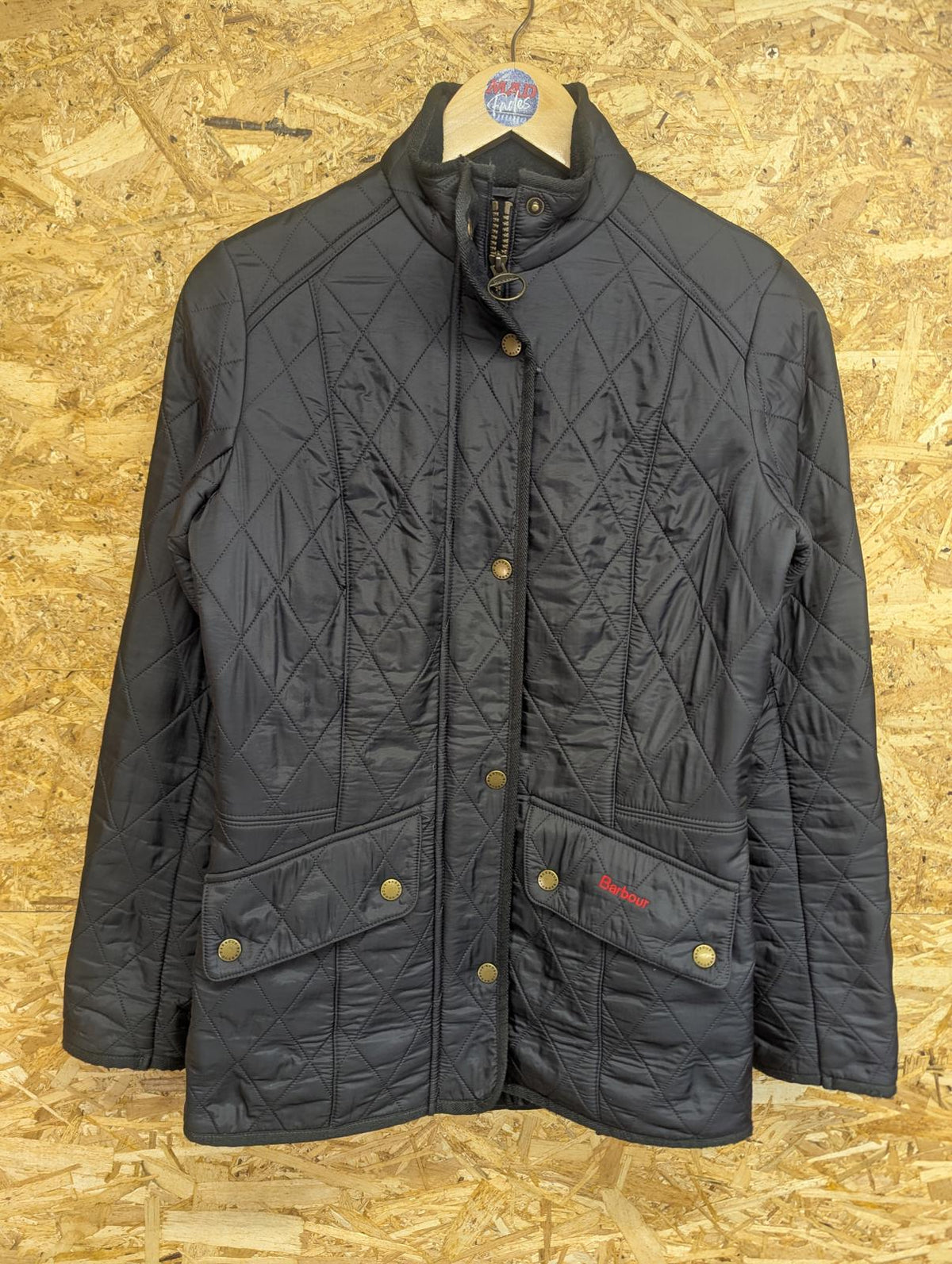 Barbour Cavalry Polarquilt Jacket UK 8 Women Quilted Navy Blue Warm Fleece
