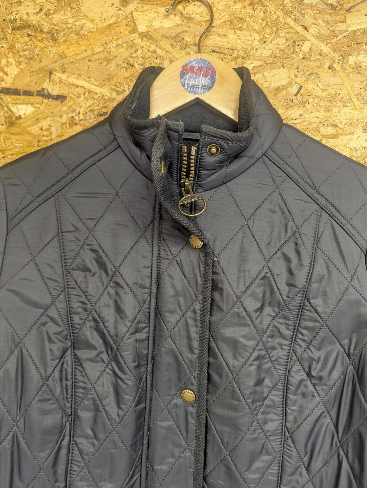 Barbour Cavalry Polarquilt Jacket UK 8 Women Quilted Navy Blue Warm Fleece