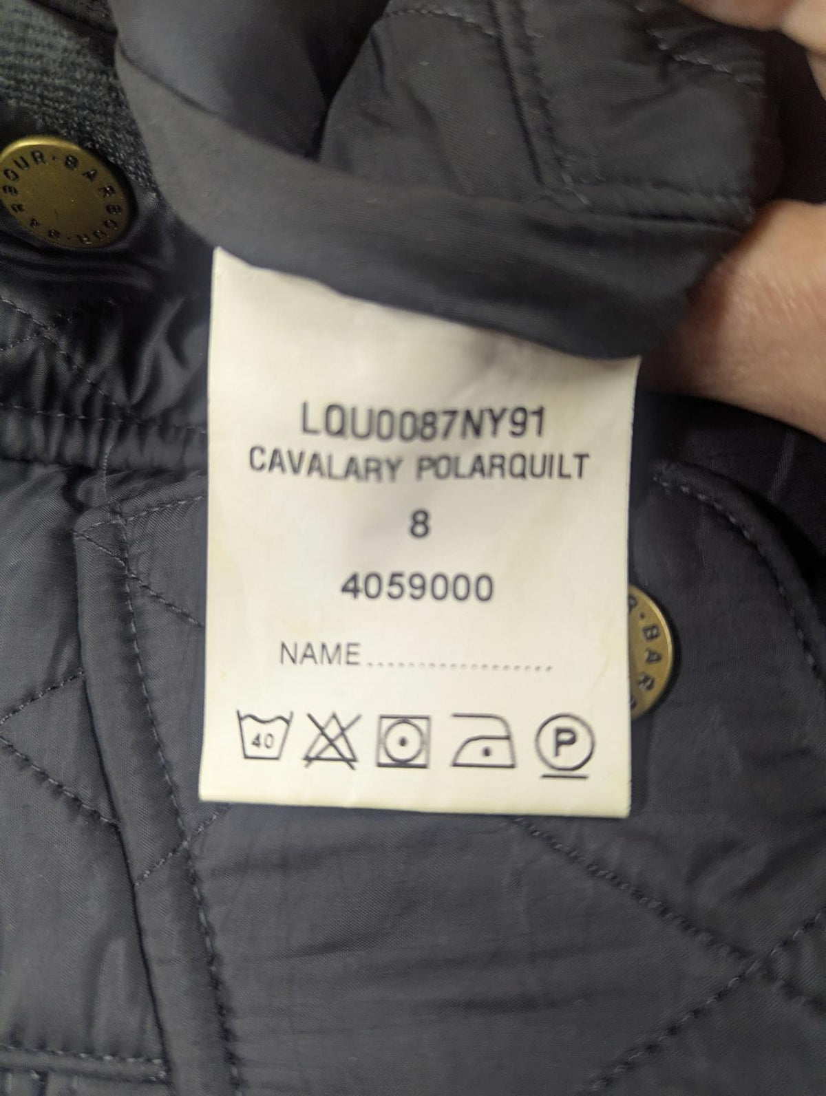 Barbour Cavalry Polarquilt Jacket UK 8 Women Quilted Navy Blue Warm Fleece