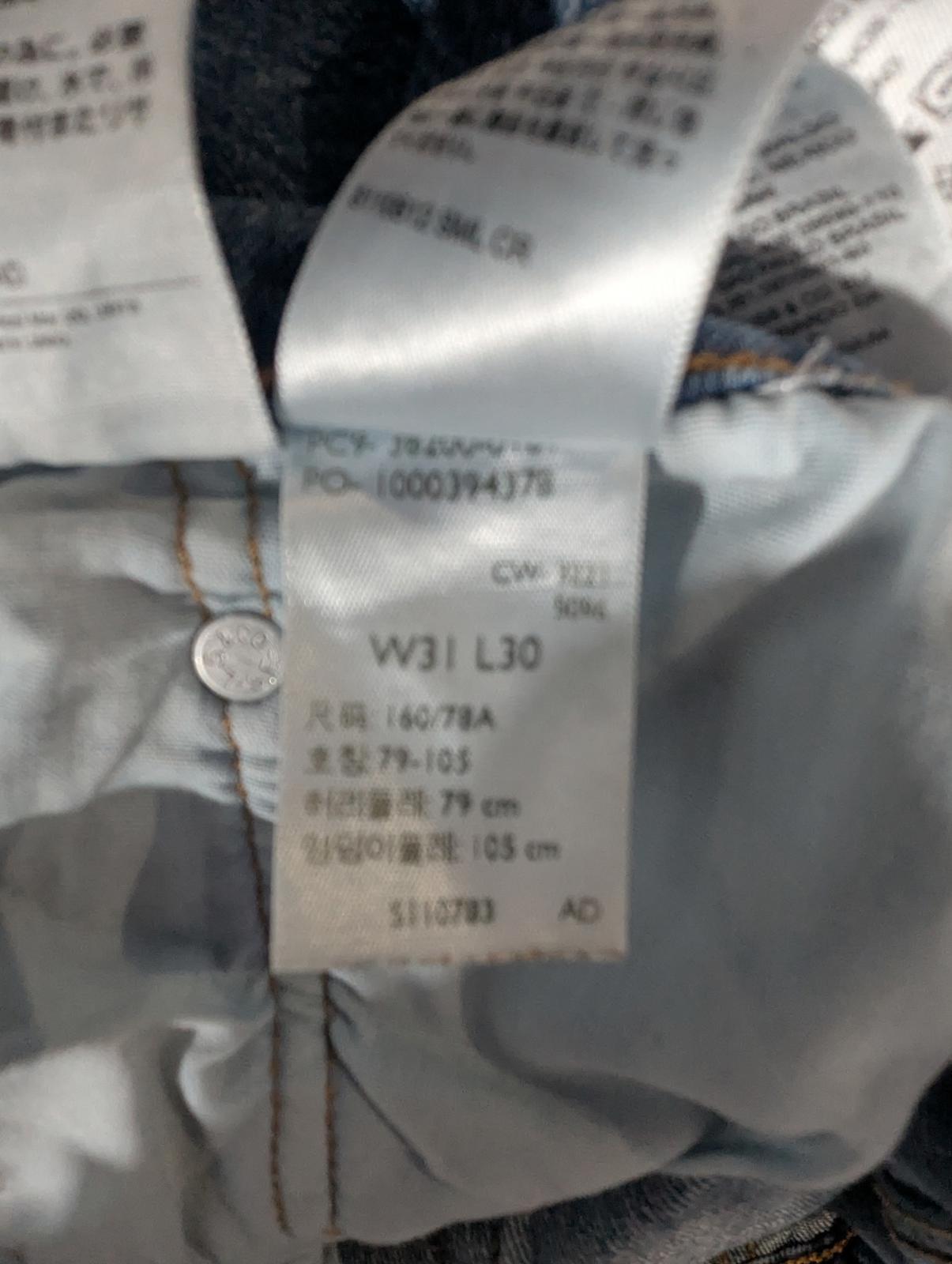 Levis 501 Blue Jeans W31 L30 Men Red Tab Raw Edge Straight Leg Denim Blue Mid