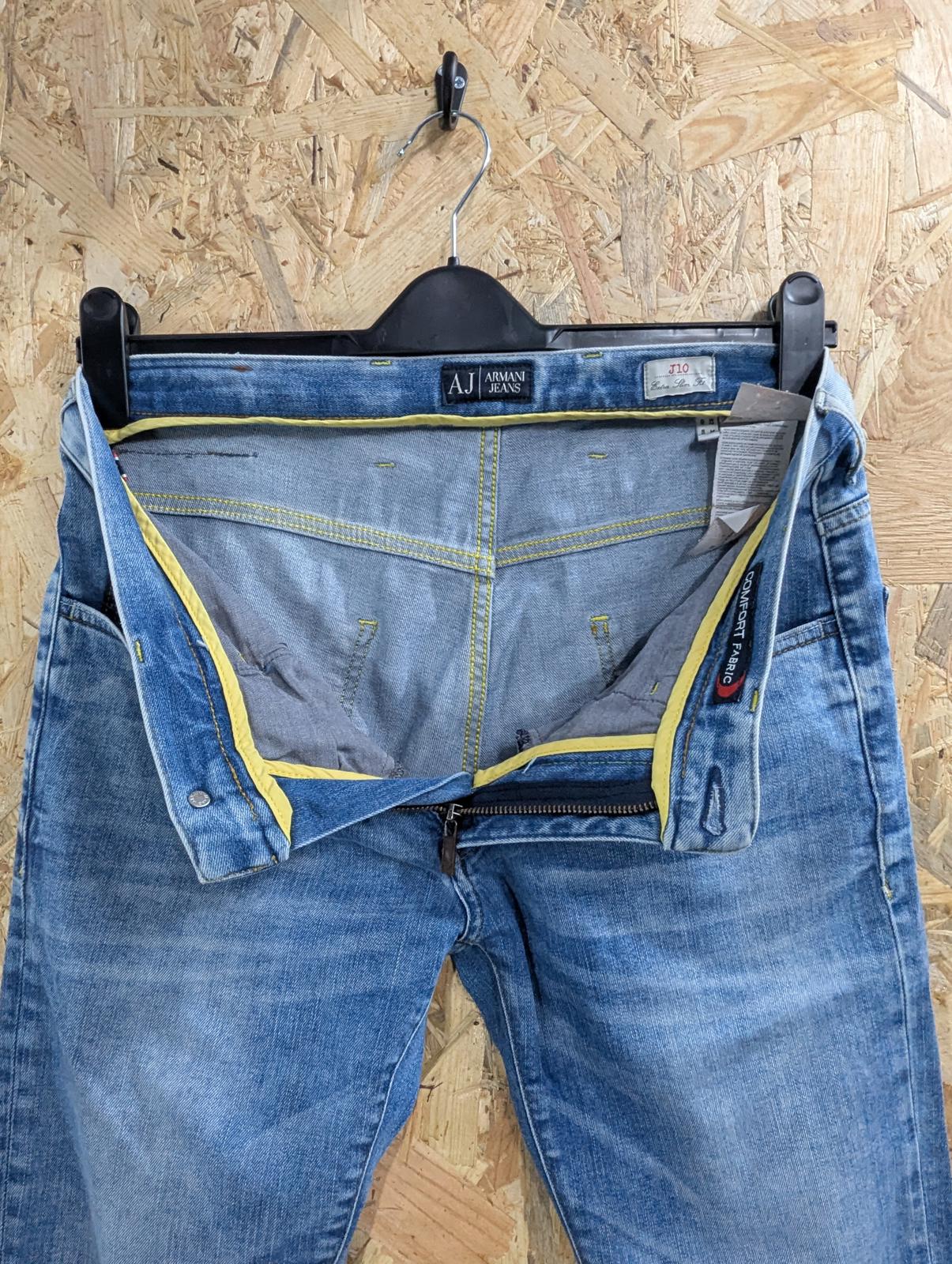 Armani J10 Jeans W32 L32 Men Light Blue Denim Extra Slim Fit Straight Zip Fly