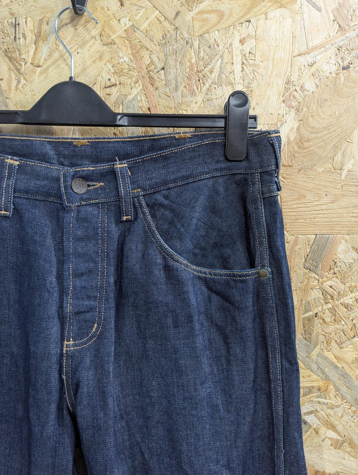 Wrangler 4MRB Jeans W32 L32 Men Raw Rigid Navy Blue Denim Straight Leg Organic