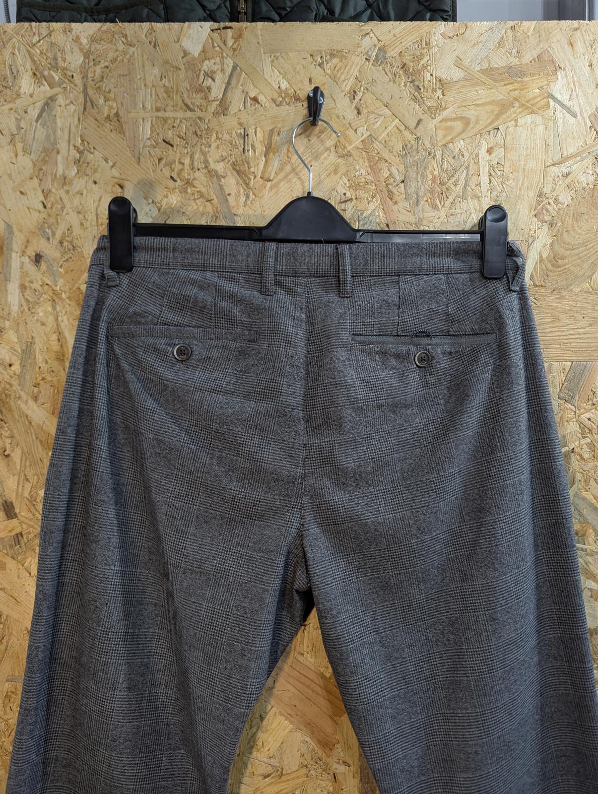 Ted Baker Chino Trousers W34 L30 Formal Work Grey Check Straight Leg Pants Zip