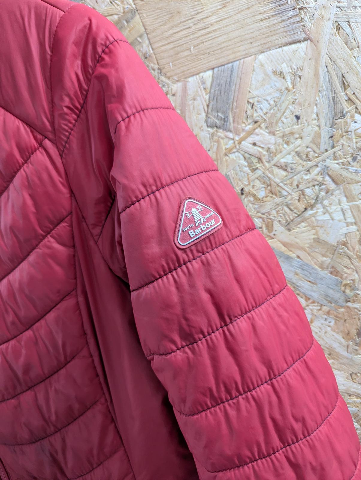 Barbour Ashore Quilt Jacket UK 10 Women Full Zip Pink Fibre-Down Pockets Hooded