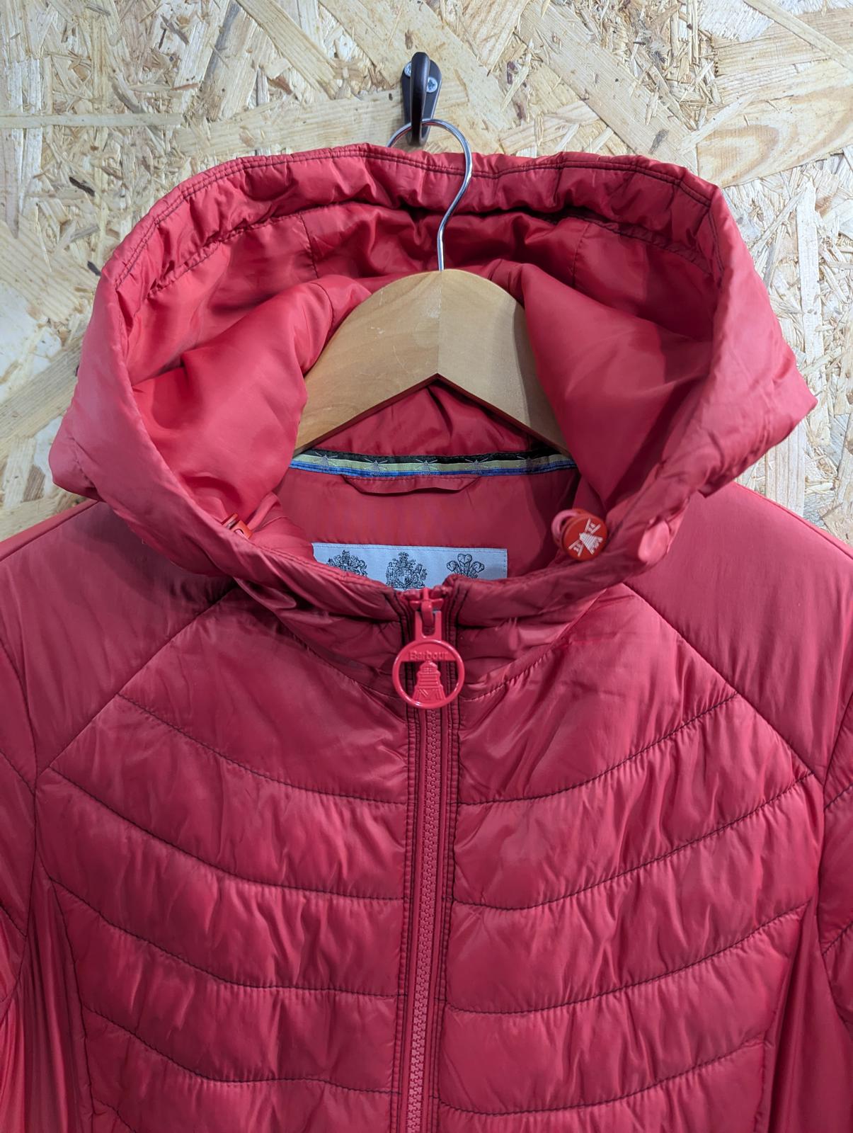 Barbour Ashore Quilt Jacket UK 10 Women Full Zip Pink Fibre-Down Pockets Hooded