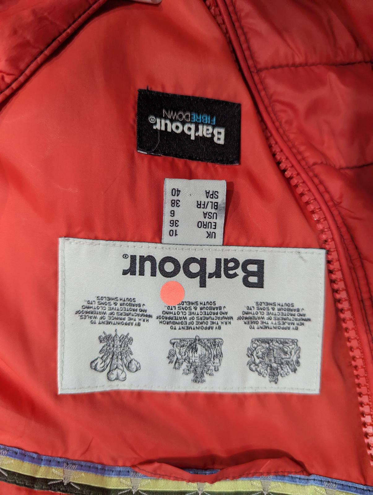 Barbour Ashore Quilt Jacket UK 10 Women Full Zip Pink Fibre-Down Pockets Hooded