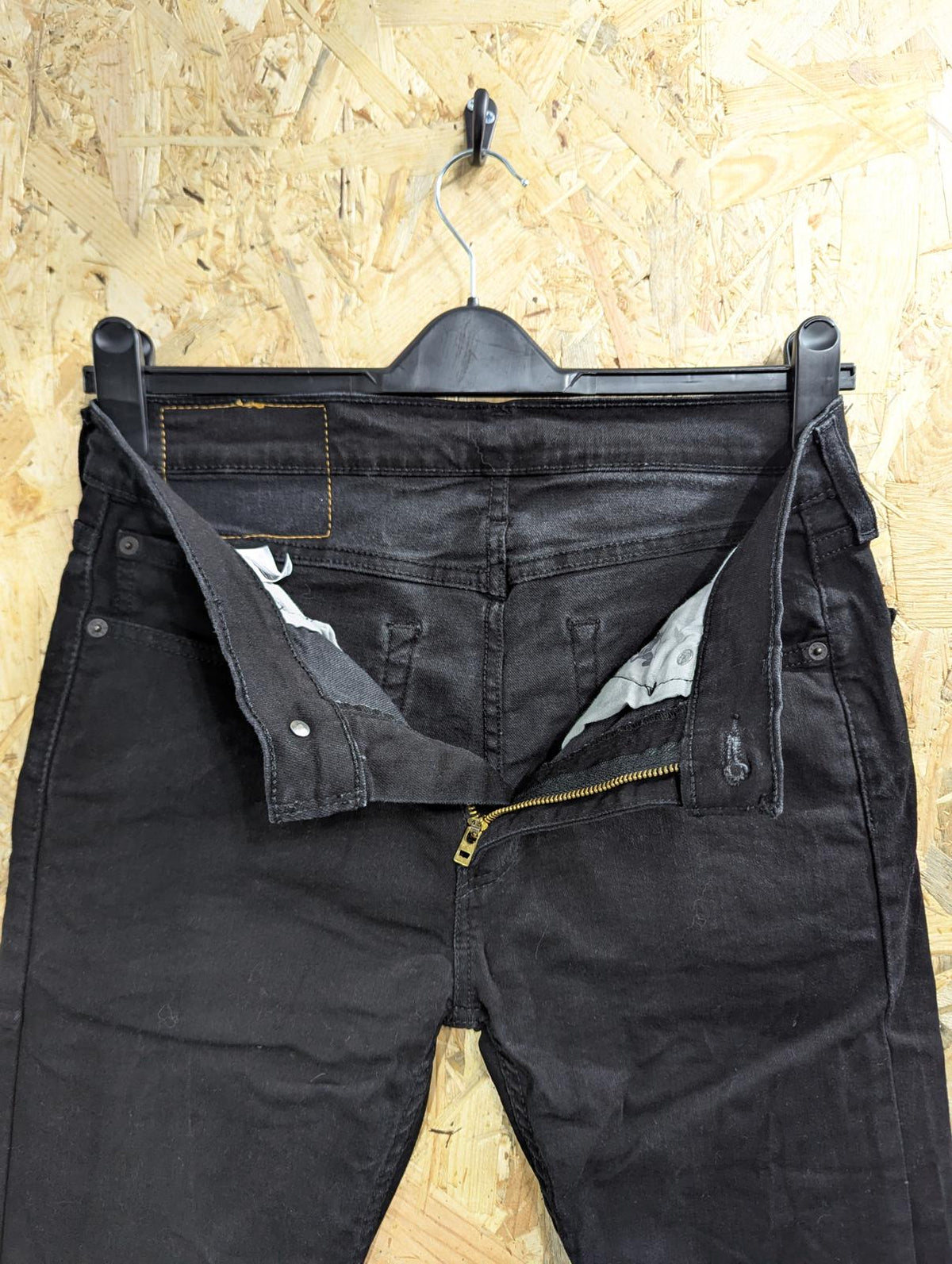 Levis 519 Hi-Ball Black Jeans W32 L31 Men Extreme Skinny Red Tab Zip Fly Stretch