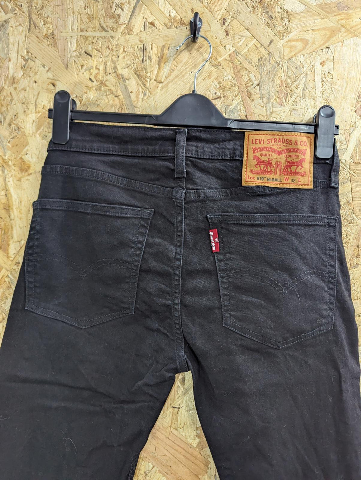Levis 519 Hi-Ball Black Jeans W32 L31 Men Extreme Skinny Red Tab Zip Fly Stretch